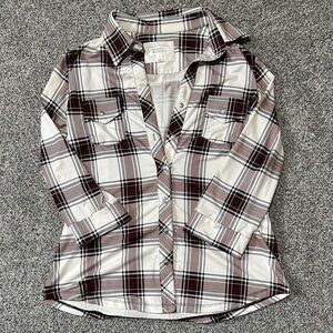 Market & Spruce Kids Plaid Shirt - Brown and Cream